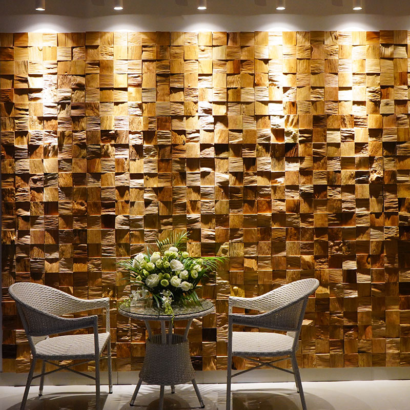 접착식 벽지, 벽 칸막이용 재생 티크 목재 모자이크 패 - Wall Panel 3D Texture 리뷰 및 가격