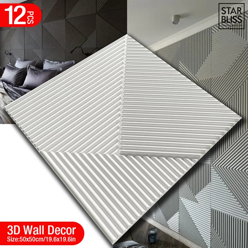 12pcs 50cm 3D 벽 장식 나뭇결 슬레이트 벽  - Wall Panel 3D Texture 리뷰 및 가격